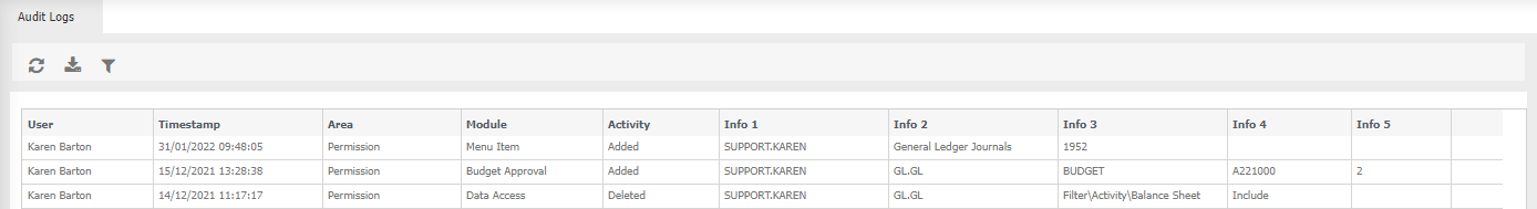 audit log