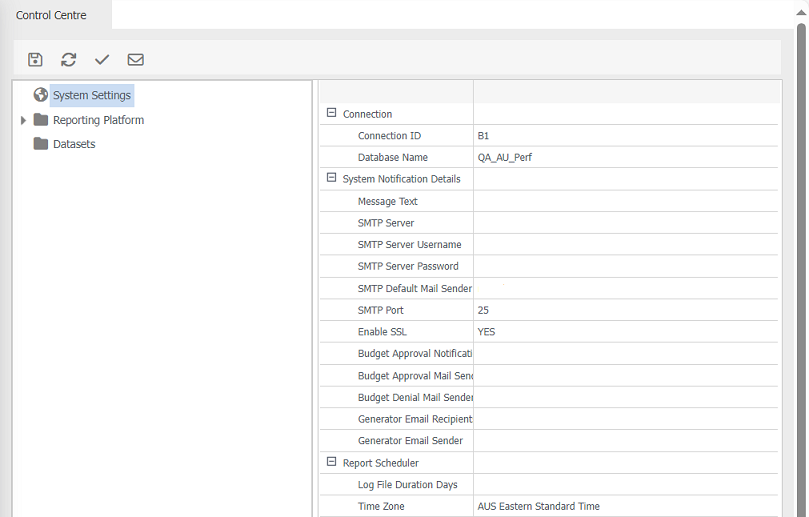 system settings