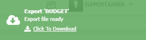 budget export toast message