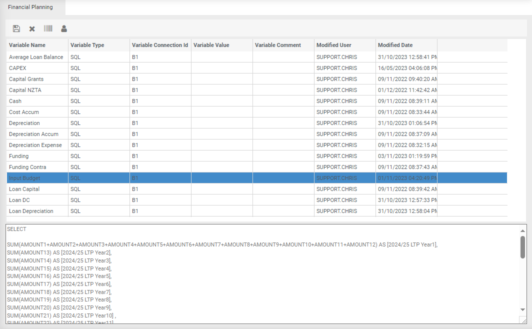 variable query