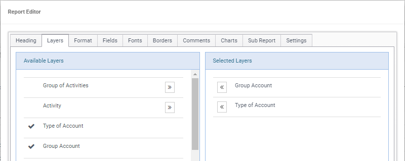 report editor layer